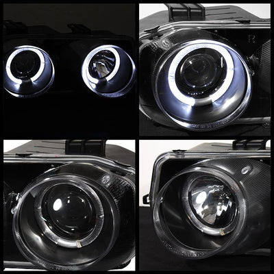 LED Halo Black Projector Headlights <br>94-97 Acura Integra