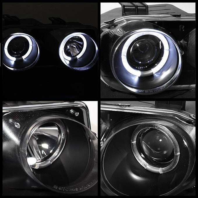 LED Halo Black Projector Headlights <br>98-01 Acura Integra