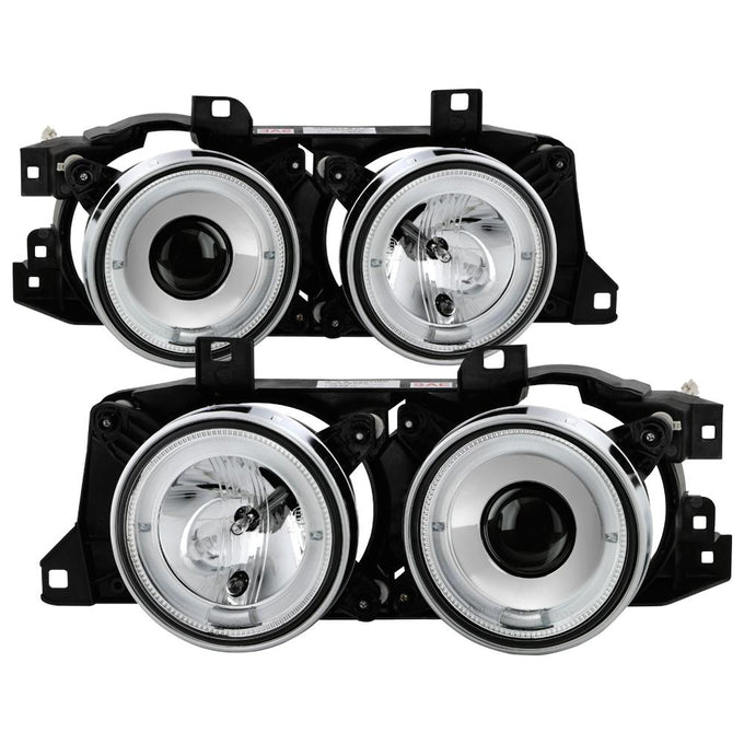LED Halo Chrome Projector Headlights <br>89-94 BMW 525i, 530i, 540i, 535i, 735i