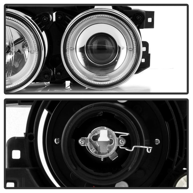 LED Halo Chrome Projector Headlights <br>89-94 BMW 525i, 530i, 540i, 535i, 735i