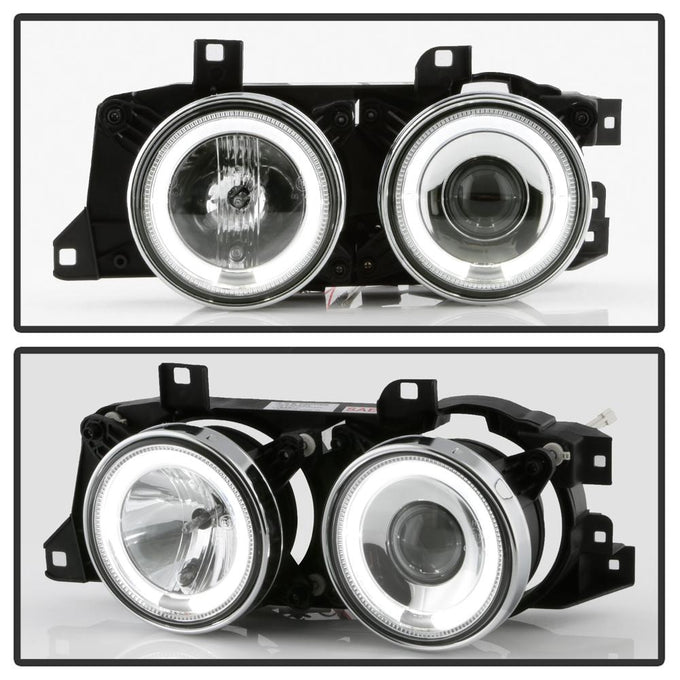 LED Halo Chrome Projector Headlights <br>89-94 BMW 525i, 530i, 540i, 535i, 735i