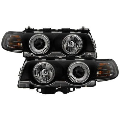 LED Halo Black Projector Headlights <br>99-01 BMW 740i 740iL 750iL