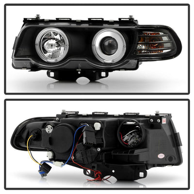 LED Halo Black Projector Headlights <br>99-01 BMW 740i 740iL 750iL