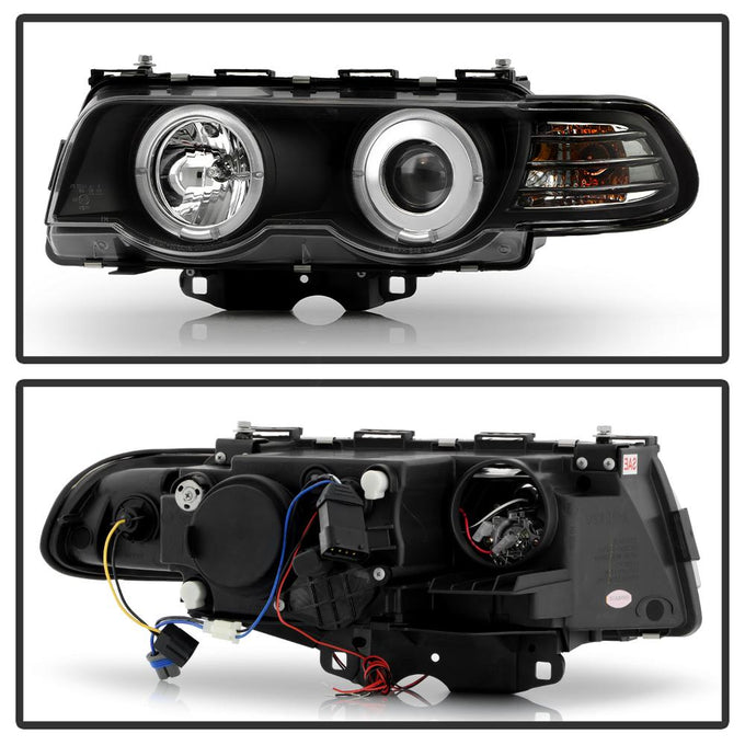 LED Halo Black Projector Headlights <br>99-01 BMW 740i 740iL 750iL