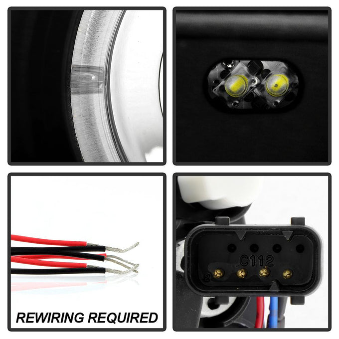 LED Halo Black Projector Headlights <br>99-01 BMW 740i 740iL 750iL