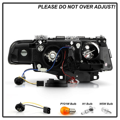 LED Halo Black Projector Headlights <br>99-01 BMW 740i 740iL 750iL