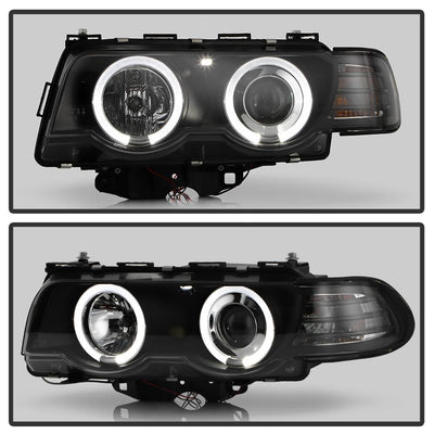 LED Halo Black Projector Headlights <br>99-01 BMW 740i 740iL 750iL