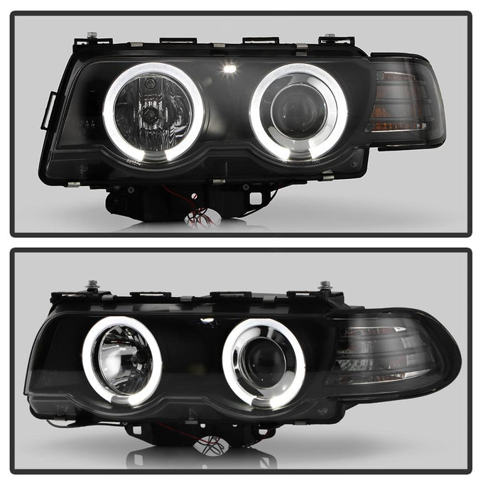 LED Halo Black Projector Headlights <br>99-01 BMW 740i 740iL 750iL