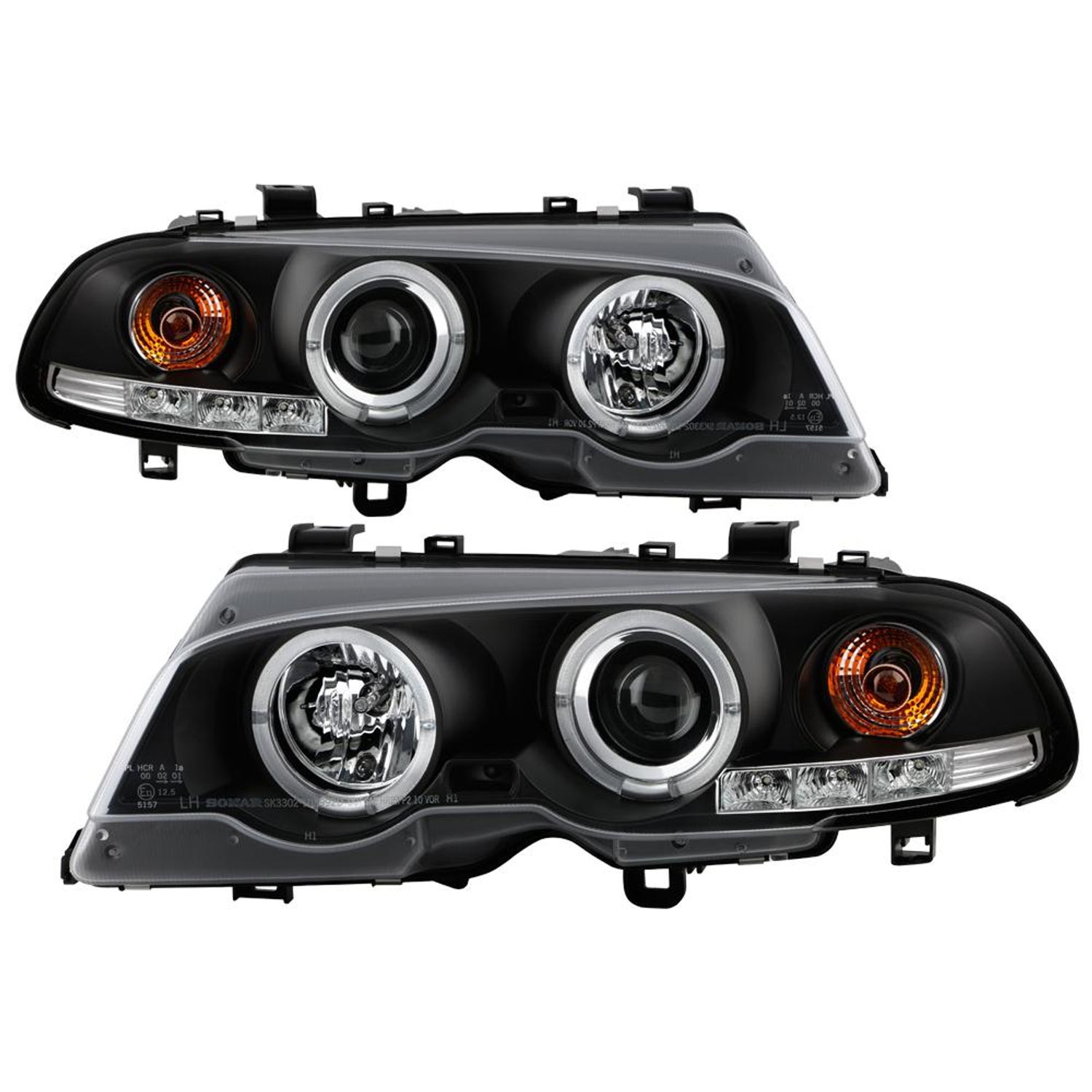 LED Halo Black Projector Headlights <br>00 BMW 323Ci 328Ci 01-03 BMW 325Ci 330Ci 01-06 BMW M3