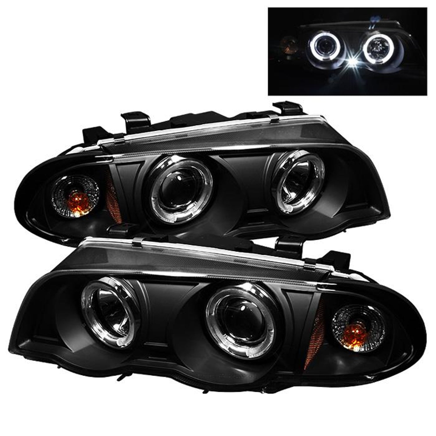 LED Halo Black Projector Headlights 1PC <br>99-01 BMW 3-Series