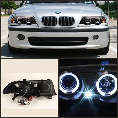LED Halo Black Projector Headlights 1PC <br>99-01 BMW 3-Series