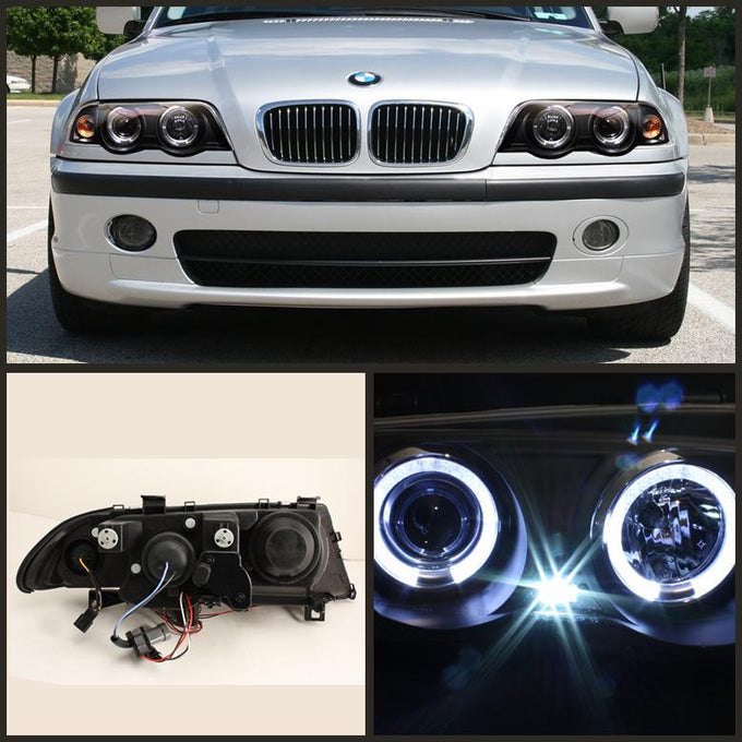 LED Halo Black Projector Headlights 1PC <br>99-01 BMW 3-Series
