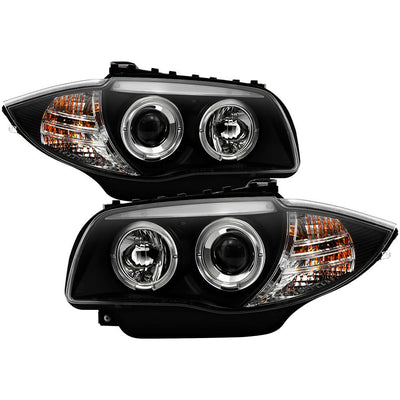 LED Halo Black Projector Headlights <br>08-11 BMW 128i 135i 11 BMW 1 Series M