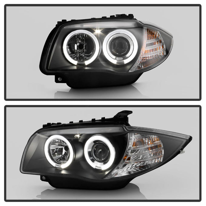 LED Halo Black Projector Headlights <br>08-11 BMW 128i 135i 11 BMW 1 Series M
