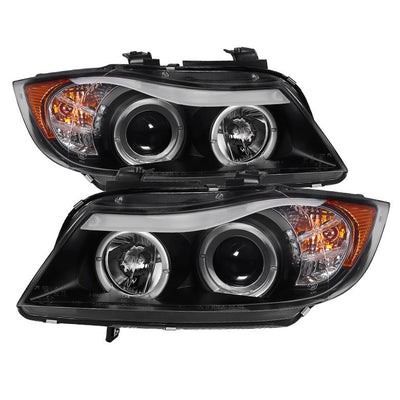 LED Halo Black Eyebrow Bulb Projector Headlights <br>06-08 BMW 3-Series