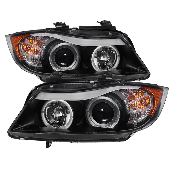 LED Halo Black Eyebrow Bulb Projector Headlights <br>06-08 BMW 3-Series