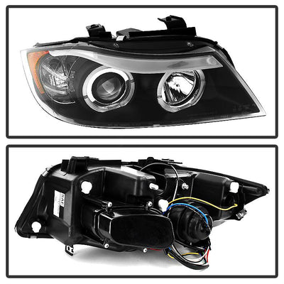 LED Halo Black Eyebrow Bulb Projector Headlights <br>06-08 BMW 3-Series