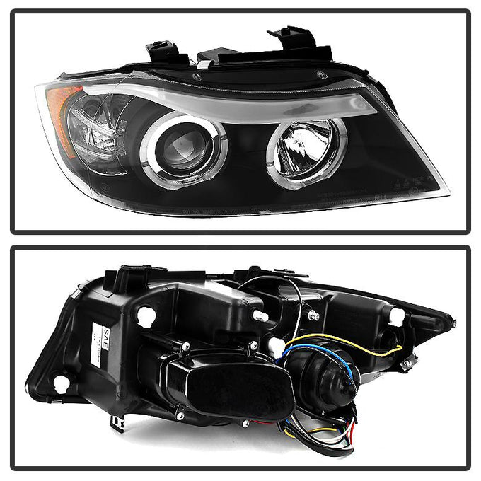 LED Halo Black Eyebrow Bulb Projector Headlights <br>06-08 BMW 3-Series