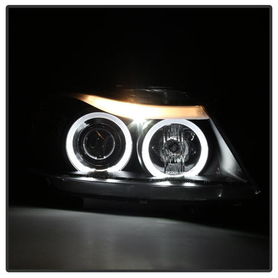 LED Halo Black Eyebrow Bulb Projector Headlights <br>06-08 BMW 3-Series