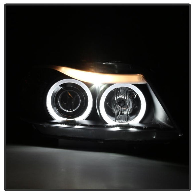 LED Halo Black Eyebrow Bulb Projector Headlights <br>06-08 BMW 3-Series