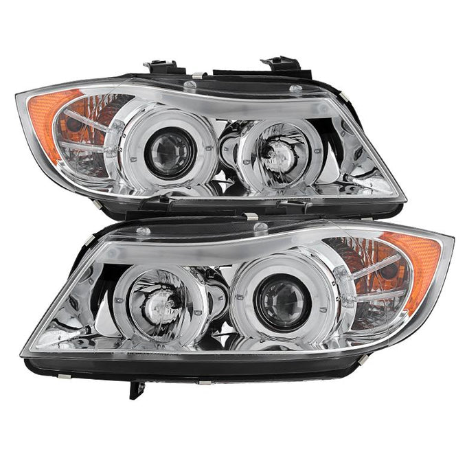 LED Halo Chrome Eyebrow Bulb Projector Headlights <br>06-08 BMW 3-Series
