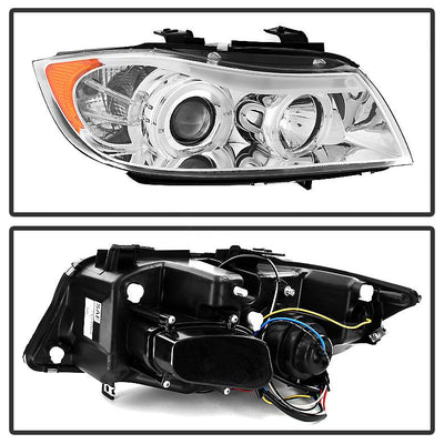 LED Halo Chrome Eyebrow Bulb Projector Headlights <br>06-08 BMW 3-Series