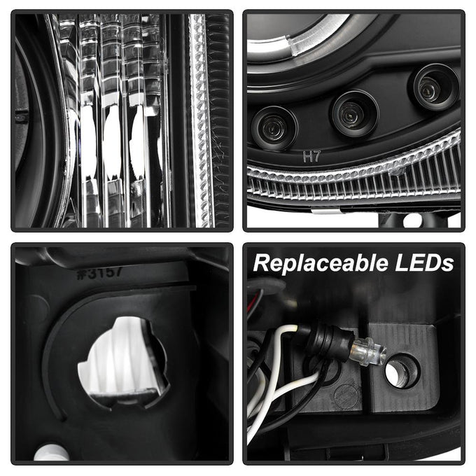 LED Halo Black Projector Headlights <br>05-10 Chrysler 300