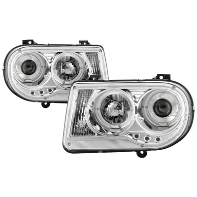 LED Halo Chrome Projector Headlights <br>05-10 Chrysler 300