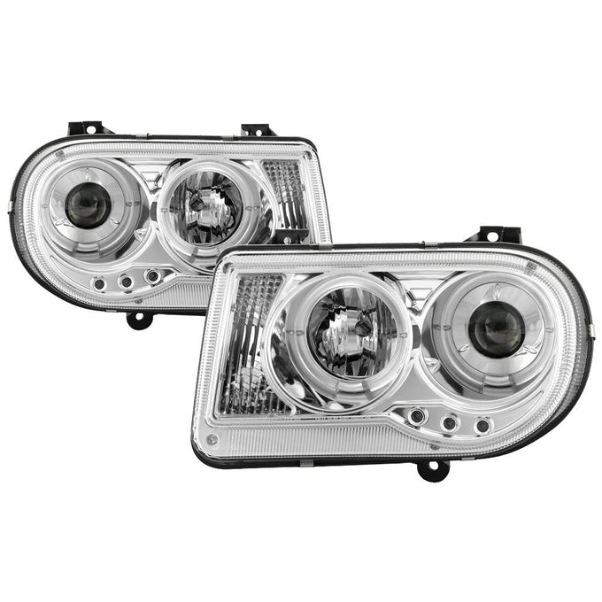 LED Halo Chrome Projector Headlights <br>05-10 Chrysler 300