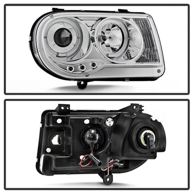 LED Halo Chrome Projector Headlights <br>05-10 Chrysler 300