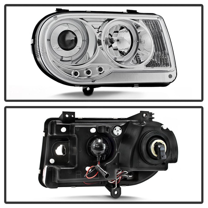 LED Halo Chrome Projector Headlights <br>05-10 Chrysler 300