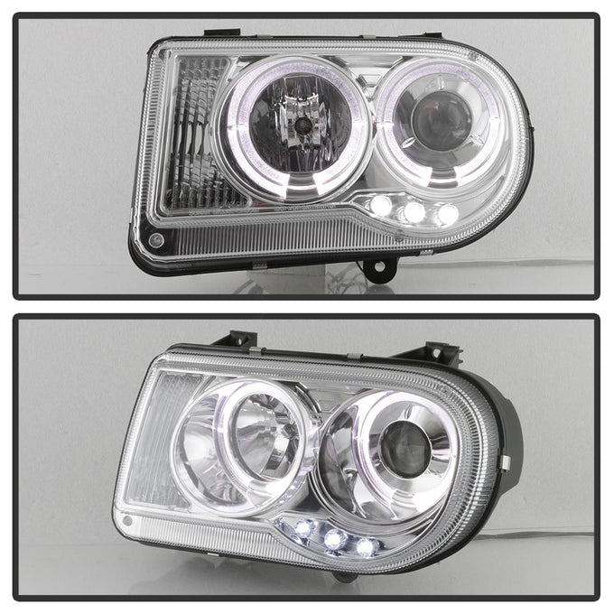 LED Halo Chrome Projector Headlights <br>05-10 Chrysler 300