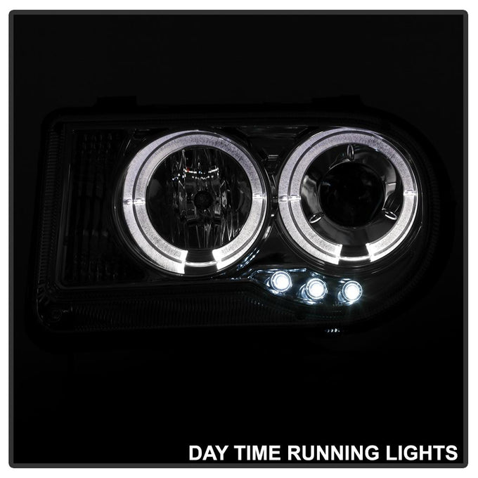 LED Halo Chrome Projector Headlights <br>05-10 Chrysler 300