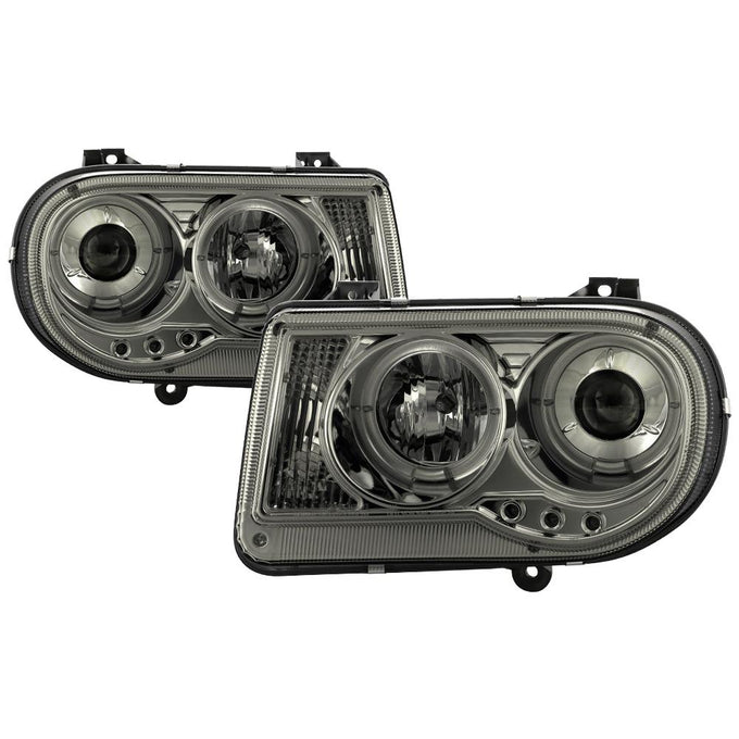 LED Halo Smoke Projector Headlights <br>05-10 Chrysler 300
