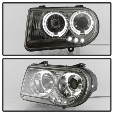 LED Halo Smoke Projector Headlights <br>05-10 Chrysler 300