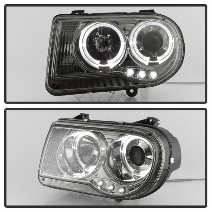 LED Halo Smoke Projector Headlights <br>05-10 Chrysler 300
