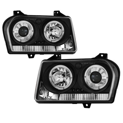 LED Halo Black Projector Headlights <br>05-08 Chrysler 300