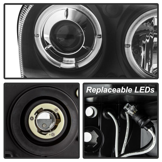 LED Halo Black Projector Headlights <br>05-08 Chrysler 300