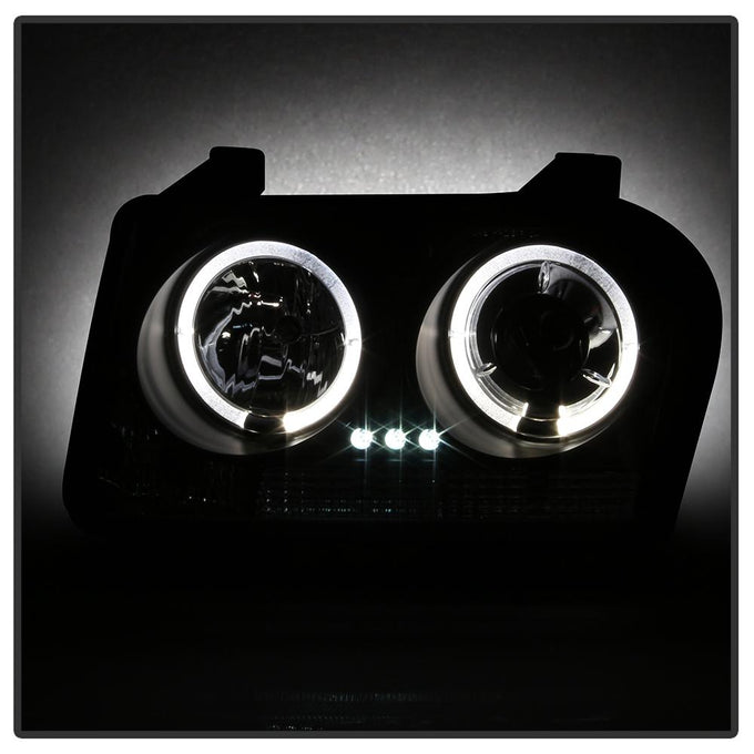 LED Halo Black Projector Headlights <br>05-08 Chrysler 300