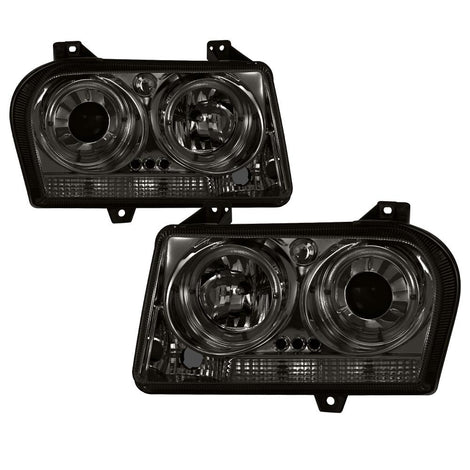 LED Halo Smoke Projector Headlights <br>05-08 Chrysler 300