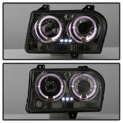 LED Halo Smoke Projector Headlights <br>05-08 Chrysler 300