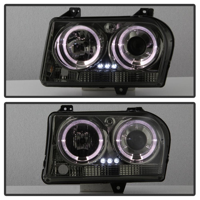 LED Halo Smoke Projector Headlights <br>05-08 Chrysler 300