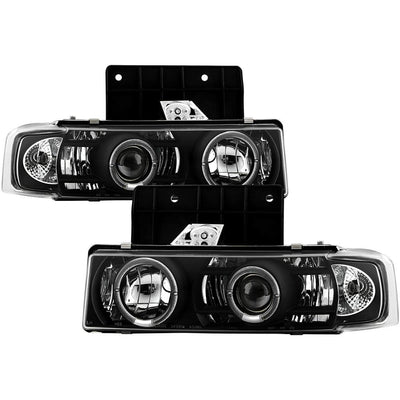 LED Halo Black Projector Headlights <br>95-05 Chevrolet Astro 95-05 GMC Safari