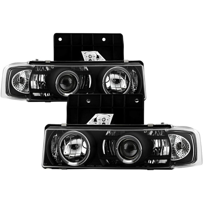 LED Halo Black Projector Headlights <br>95-05 Chevrolet Astro 95-05 GMC Safari