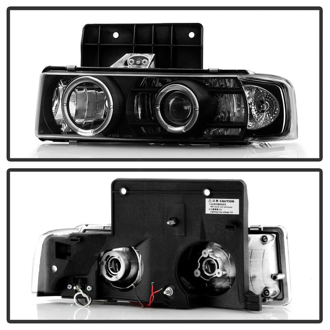 LED Halo Black Projector Headlights <br>95-05 Chevrolet Astro 95-05 GMC Safari