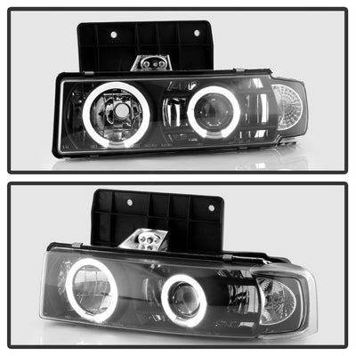 LED Halo Black Projector Headlights <br>95-05 Chevrolet Astro 95-05 GMC Safari