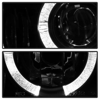 LED Halo Black Projector Headlights <br>95-05 Chevrolet Astro 95-05 GMC Safari