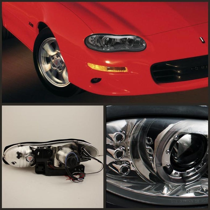 LED Halo Smoke Projector Headlights <br>98-02 Chevrolet Camaro