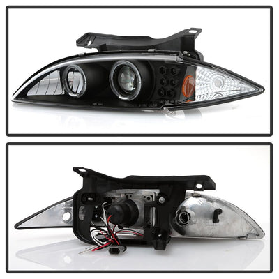 LED Halo Black Projector Headlights <br>95-99 Chevrolet Cavalier