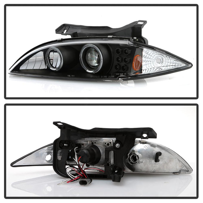LED Halo Black Projector Headlights <br>95-99 Chevrolet Cavalier